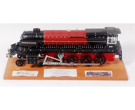 A very well made 1/20th scale Meccano Model of the 2-10-0 Evening Star Class 9F Locomotive, constructed from mainly red and b