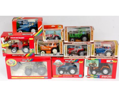 Britains 1/32nd scale Tractor and Farming Group, 10 boxed examples, to include No.9520 Massey Ferguson Tractor, No.9522 Masse