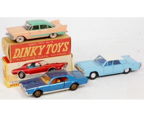 Dinky Toys Boxed and Loose Saloon Group, to include No.174 Ford Mercury Cougar, metallic blue body with yellow interior, gold