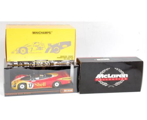 Minichamps and HPI Racing 1/18th scale diecast group, 3 boxed examples to include HPI Racing Porsche 962C #17 Le Mans 1988, M