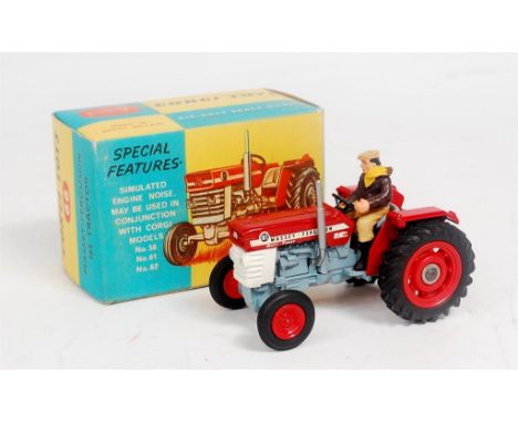 Corgi Toys, 66 Massey Ferguson 165 tractor, red and white body with grey engine, red hubs, in the original blue and yellow al