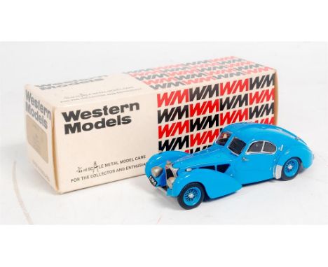 Western Models WMS 7X, 1/43rd scale white metal model of a 1938 Bugatti Type 57SC Atlantic, finished in blue, in the original