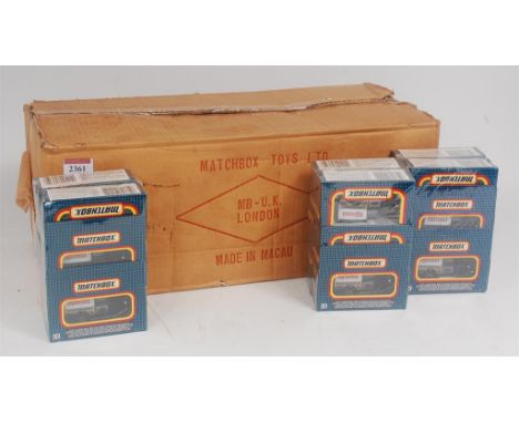 An in-complete Matchbox (Macau) trade box containing 54x MB-38 Ford Model A Vans "Ribena", all in sealed packs of six, (All M