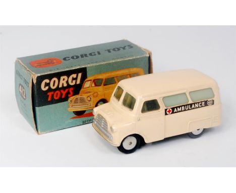 Corgi Toys, 412 Bedford Utilicon ambulance, cream body with silver detailed grille, divided windscreen with ambulance transfe