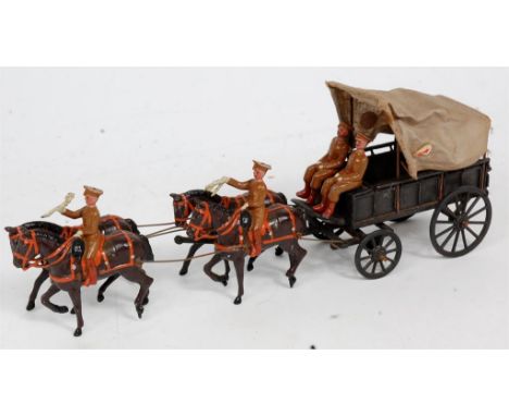 Britains Set 145A Royal Army Medical Corps Ambulance, circa 1916 1st version, comprising of 4 Horse Team at the Walk with Col