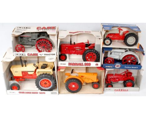 ERTL 1/16th scale Mixed Tractor and Farming Implement Group, 7 boxed examples, to include CASE Agri King 1070, Farmall 300, F