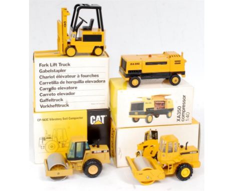 NZG, Conrad and Supermini Mixed Scale Construction Vehicle Group, 4 boxed examples, to include NZG No.4103 CAT CS-563C Soil C