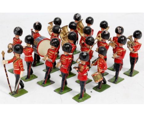 Britains Band of The Coldstream Guards, Set 37, 21 examples of various Bandsmen playing various instruments, some paint loss 