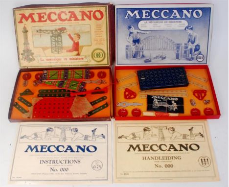 Meccano French and English Set Group, 3 boxed examples, to include French No.000 Set, circa 1931, appears un-used with manual