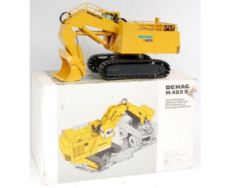 NZG 1/50th scale No.357 model of a Demag H485 S Hydraulic Excavator, finished in yellow with black tracks, in the original la