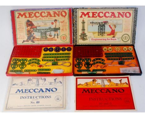 Meccano Set Group, 3 boxed examples, to include Set No.1A (1931) appears complete with stringing card and rod packet (G-BG), 