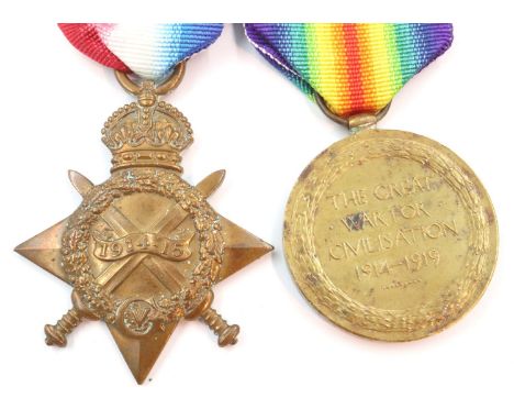 232742 W Ganly AB RN WWI defence medal and 1914-15 star. P&amp;P Group 1 (£14+VAT for the first lot and £1+VAT for subsequent