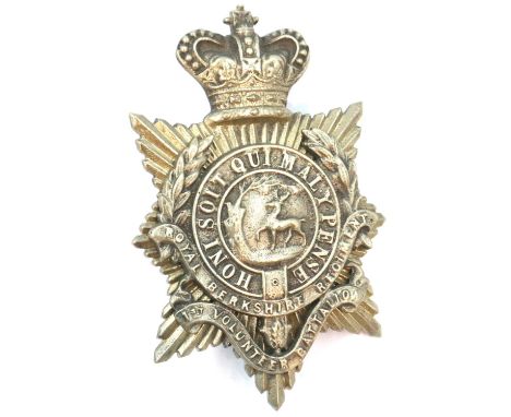 Royal Berkshire 1st Volunteer Battalion Victorian helmet plate (two screws verso). P&amp;P Group 1 (£14+VAT for the first lot