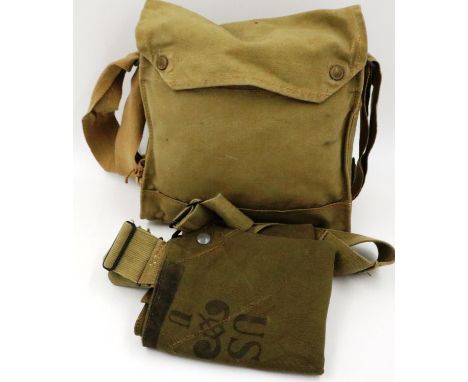 1942 dated British military respirator case and a US Army re-conditioned training respirator case (2).  P&amp;P Group 2 (£18+