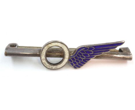 A WWII RAF private purchase enamelled silver Observers wing badge. P&amp;P Group 1 (£14+VAT for the first lot and £1+VAT for 
