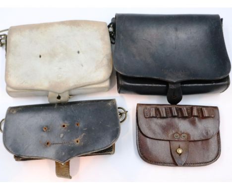 Four 19th and 20th century cartridge pouches, one dated 1902.  P&amp;P Group 2 (£18+VAT for the first lot and £3+VAT for subs