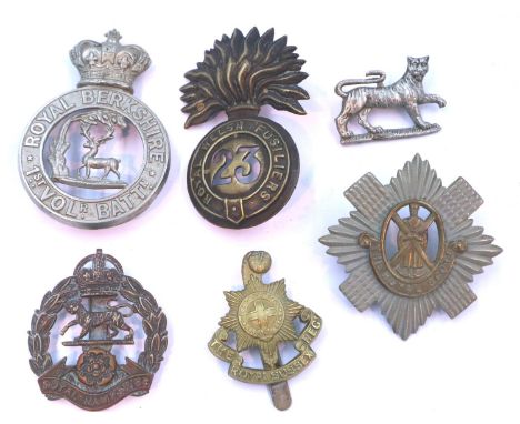 Mixed Victorian and later cap and glengarry badges, including The Royal Scots, Royal Sussex, Royal Hampshire, Royal Berkshire