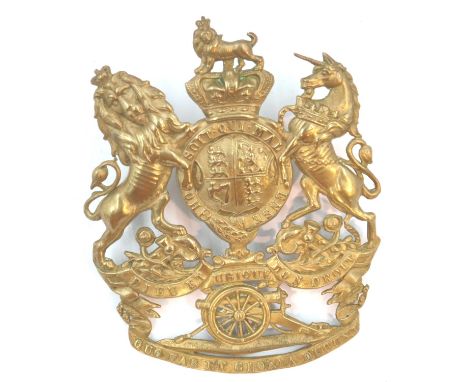 Royal Artillery WWI brass officers helmet plate. P&amp;P Group 1 (£14+VAT for the first lot and £1+VAT for subsequent lots) 