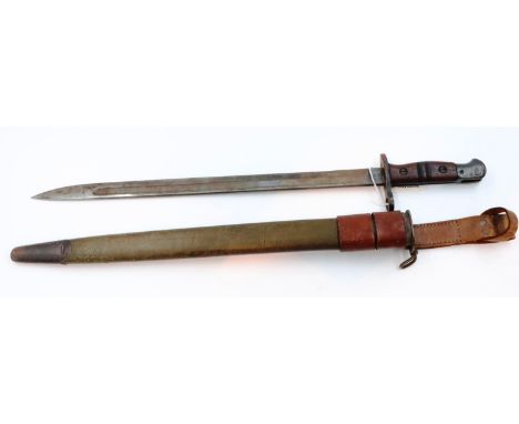 American WWI M1917 bayonet with leather bound scabbard. P&amp;P Group 3 (£25+VAT for the first lot and £5+VAT for subsequent 