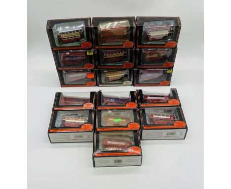 A collection of sixteen boxed Gilbow Exclusive First Editions die-cast double decker buses mainly relating to London Transpor