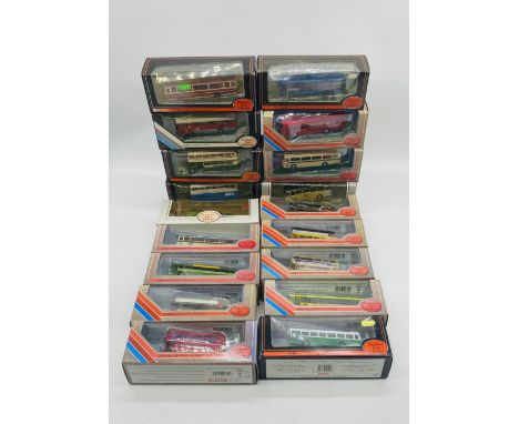 A collection of eighteen boxed Gilbow Exclusive First Editions die-cast buses and coaches including Hertiage Fleet Routemaste