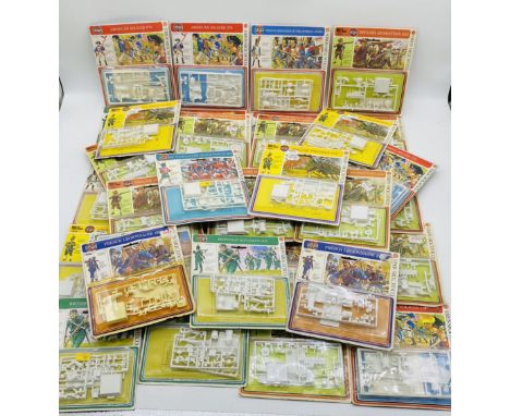 A collection of cased Airfix Collectors Series plastic model kits including English Musketeers 1642, British 95 Rifleman 1815