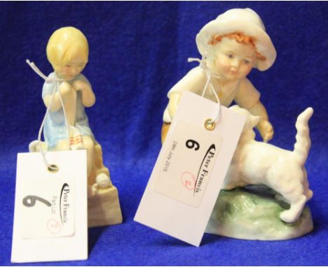 Two Royal Worcester porcelain juvenile figures 
"Snowy" and "Katie", modelled by FG Doughty.  (2)