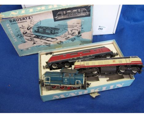 Marklin 00 gauge 3921 kit built diesel locomotive in original box, together with Fleischmann diesel locomotive and Austrian R