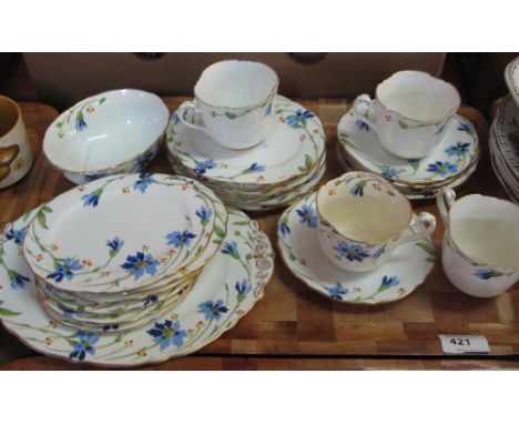 Floral design part tea ware, retailers mark Soan and Smiths Ltd Nightsbridge comprising cups, saucers, plates and sucrier.