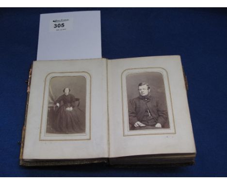 Victorian leather bound album of portrait photographs, various.