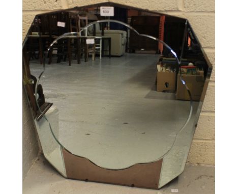 Art Deco style bevel plated wall mirror. 