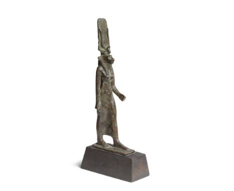  An Egyptian bronze striding lion-headed goddess, Mekhit Late Period, circa 664-332 B.C.17.6cm highFootnotes:Provenance:with 