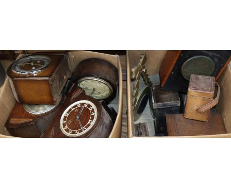 A quantity of mantel clocks, wall clocks, a cased carriage clock etc.