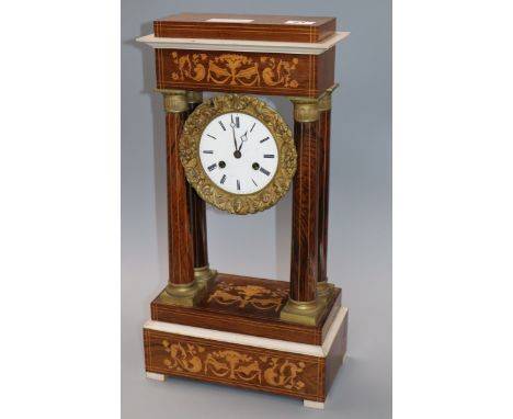 A late 19th century French Portico clock height 46cm