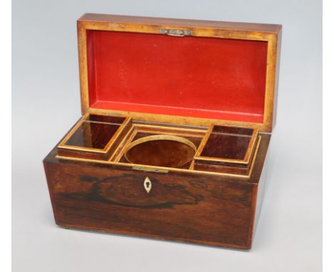 An early Victorian rosewood tea caddy length 32cm