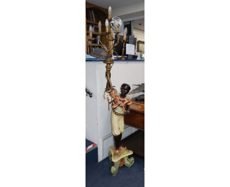 A pair of wood and composition Blackamoor lamp standards H.190cm