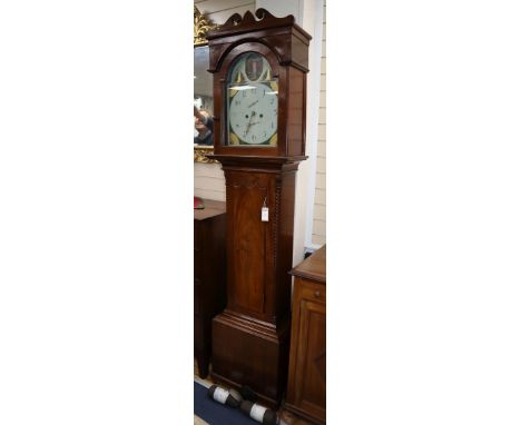 An early 19th century mahogany eight-day longcase clock with painted dial H.215cm