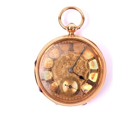 A fine Victorian gold pocket watch. Key wound watch with Roman numerals to face and separate seconds hand. Fully hallmarked 1