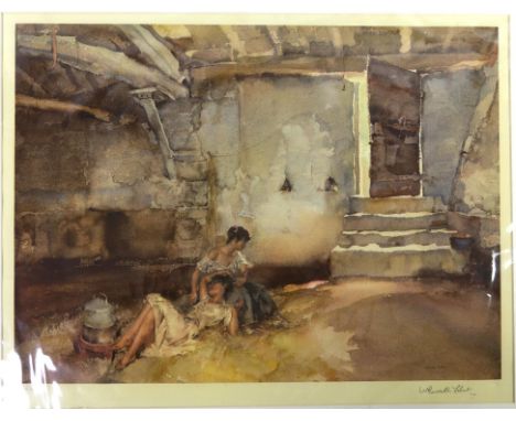William Russell Flint limited and signed print 6/150 two women in ruins 44cm x 61cm and a Vanity Fair Spy print of the Purita
