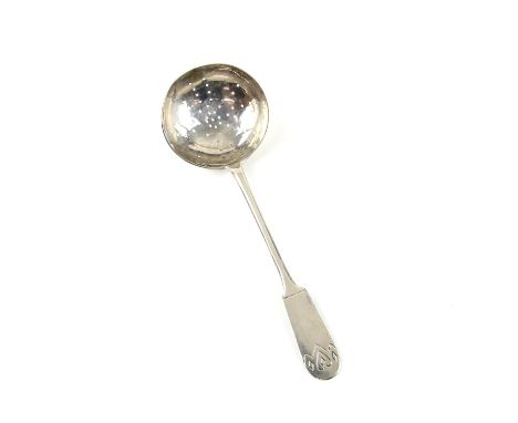 Russian silver 84 grade sifter ladle with prick work decoration by HA