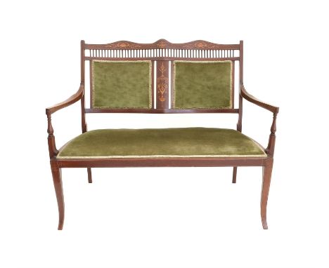 Early 20th century mahogany and marquetry inlaid two seater sofa 