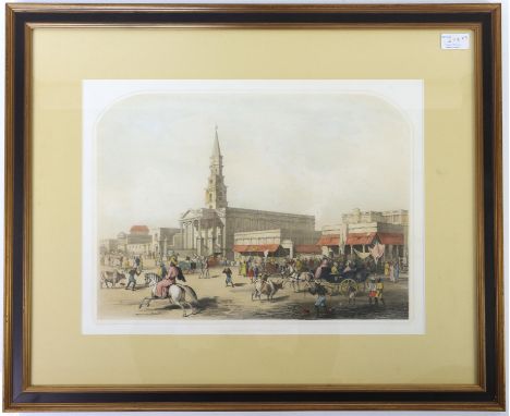After Charles D'Oyly 4 prints of India Dickinson and co 30cm x 42cm, 18th century copper engraving of Hampton Court 15cm x 22