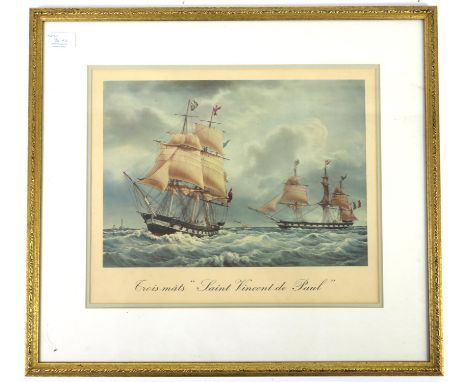 A Set of 4 Marine prints 25cm x 36cm, print of a lighthouse surrounded by rough sea, 6 prints studies of birds, 29cm x 37cm
