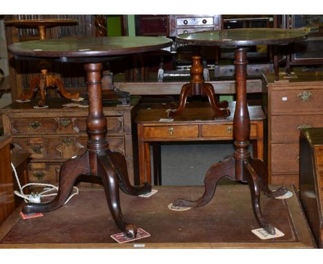 Two 19th century oak circular tripod tables 