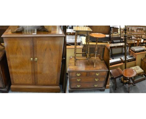 A group of reproduction furniture comprising: a music cabinet; a television stand; a nest of two tables; two tripod tables; p