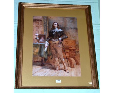 Charles Cattermole (1832-1900), Portrait of King Charles I, signed, watercolour, 53cm by 37cm    