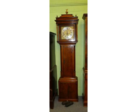 An oak eight day longcase clock, the silvered chapter ring bearing a later inscription, John Lawson, Keithley