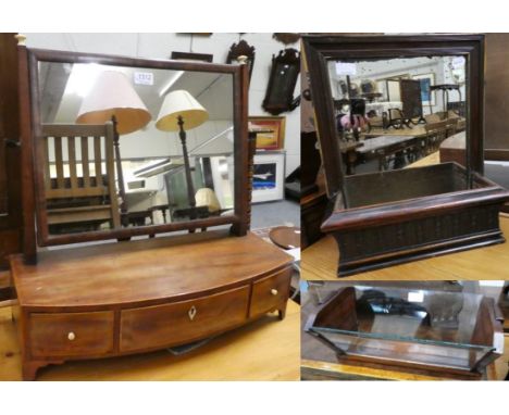 A Regency mahogany dressing table mirror, the three drawer base on bracket feet; a book trough; and a wall mirror (3)