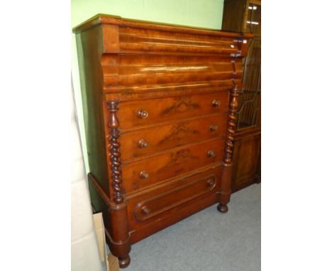 A Victorian mahogany Scotch chest .   Reasonable condition consistent with age, general scuffs with the exception of faults o