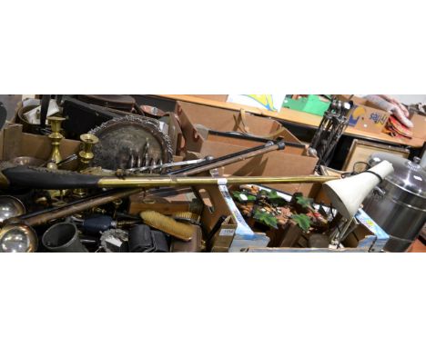 Assorted collectables, metalware and other items to include an angle poise lamp; a modern cuckoo clock; silver plated wares; 